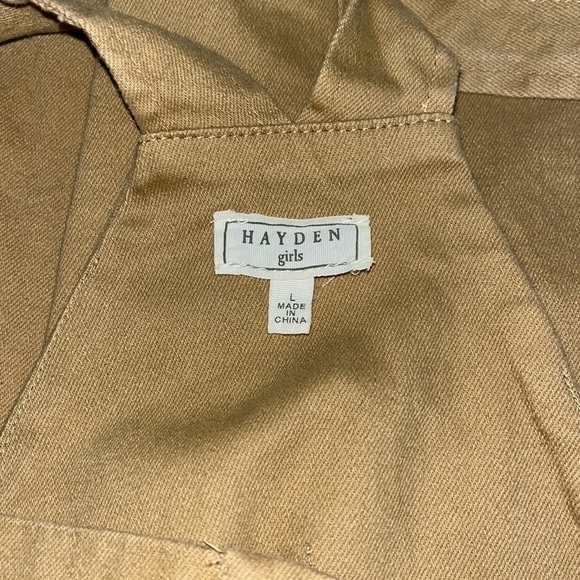Hayden Kids Girl Patch Pocket Button Down Camel Overall Dress Size Large Stretch - Picture 4 of 6